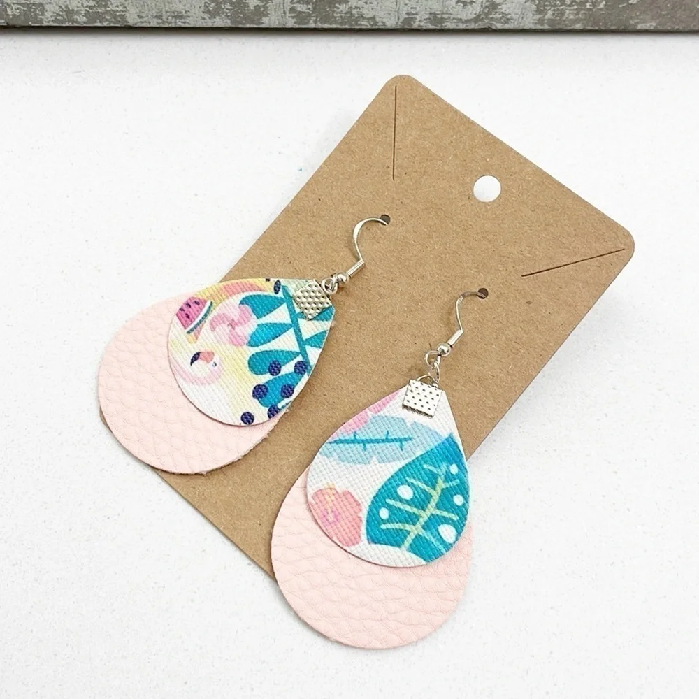 Tropical print teardrop hand made earrings